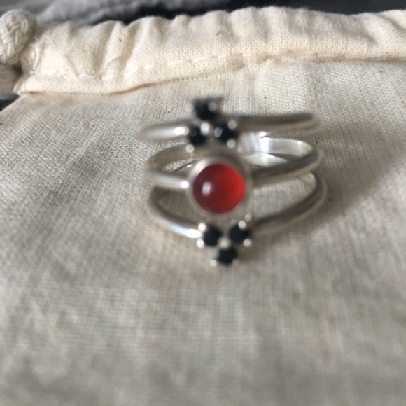 Pamela Love Sterling silver "polar ring" with carnelian inlay - Picture 5 of 5